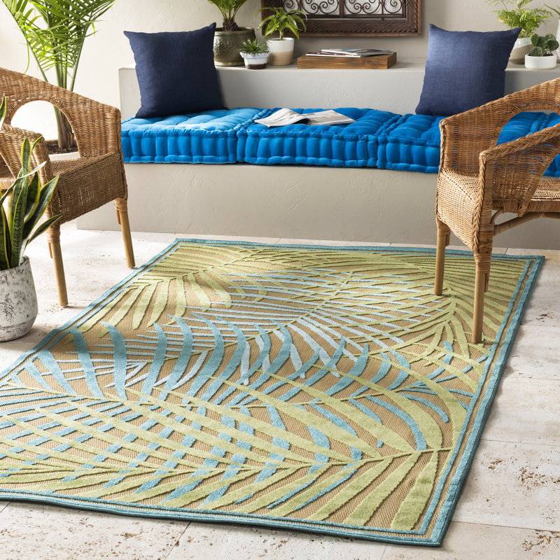 Bay Isle Home Willilams Floral Power Loom Yellow/Green Indoor/Outdoor